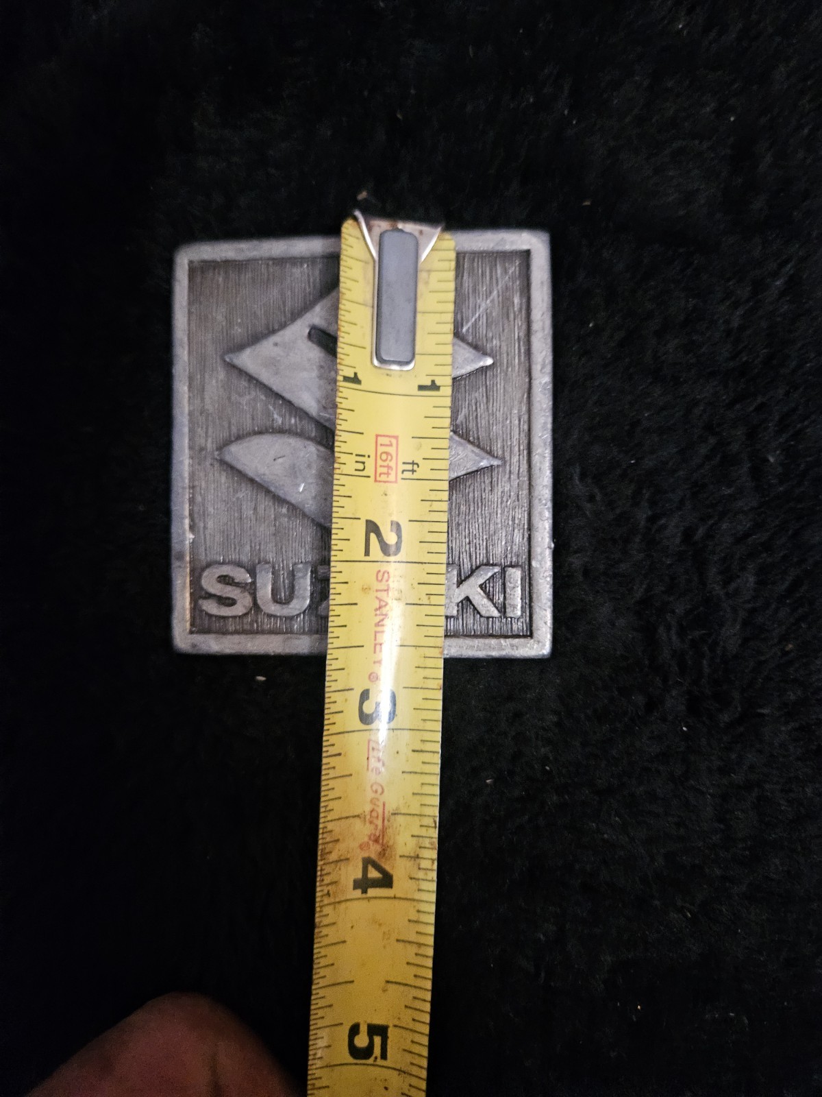 Vintage Suzuki Motorcycle Belt Buckle- Made in USA U.S. Suzuki Motor Corp Logo –
