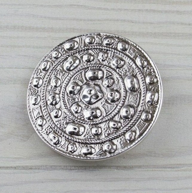 Round Amulet Belt Buckle Medieval Style Metal Antique Brass Look