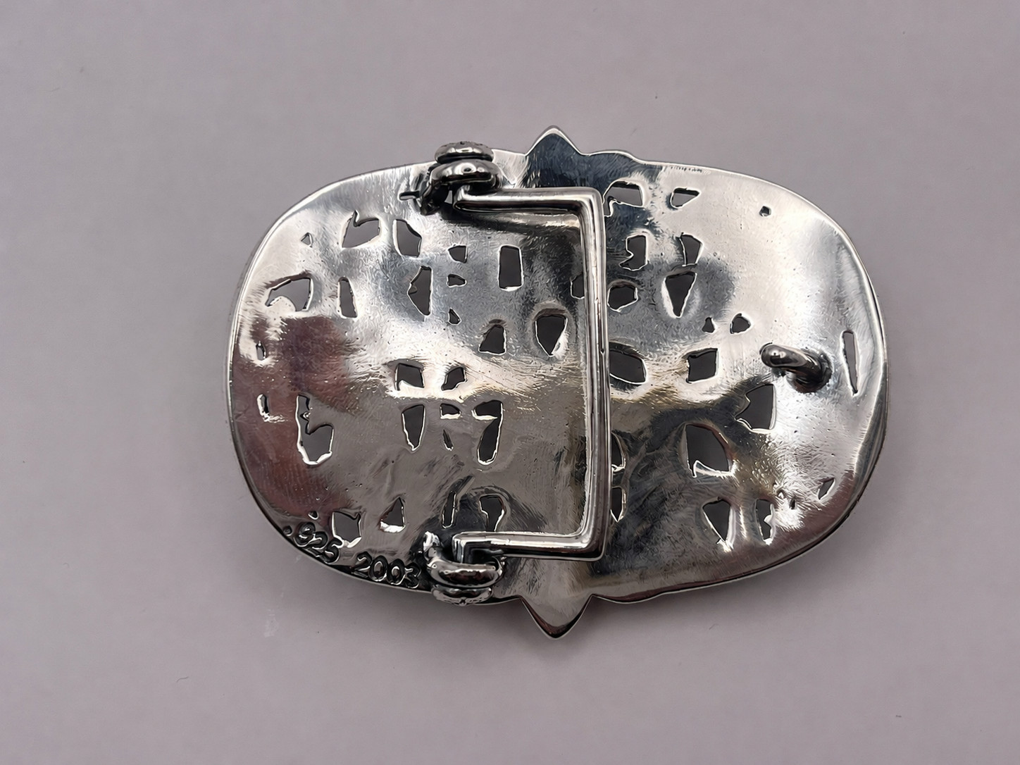 Gothic Cross Belt Buckle Silver Tone Ornate Oval Biker 3.9oz【BBKRO】