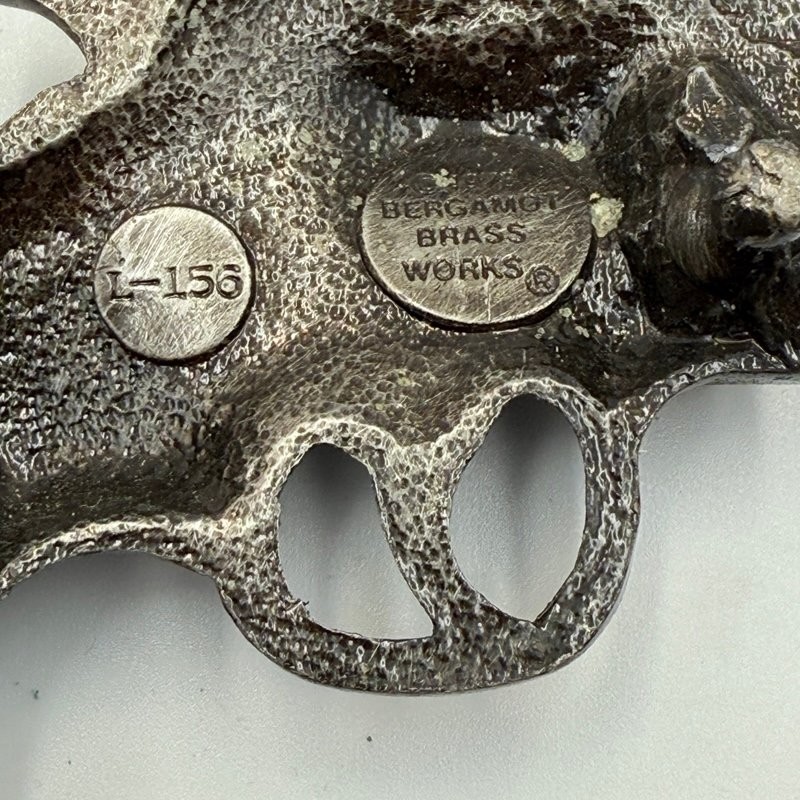 BERGAMOT BRASS WORKS Belt Buckle Silver Tone 4.5&Prime; Revolver Gun L-156 Metal