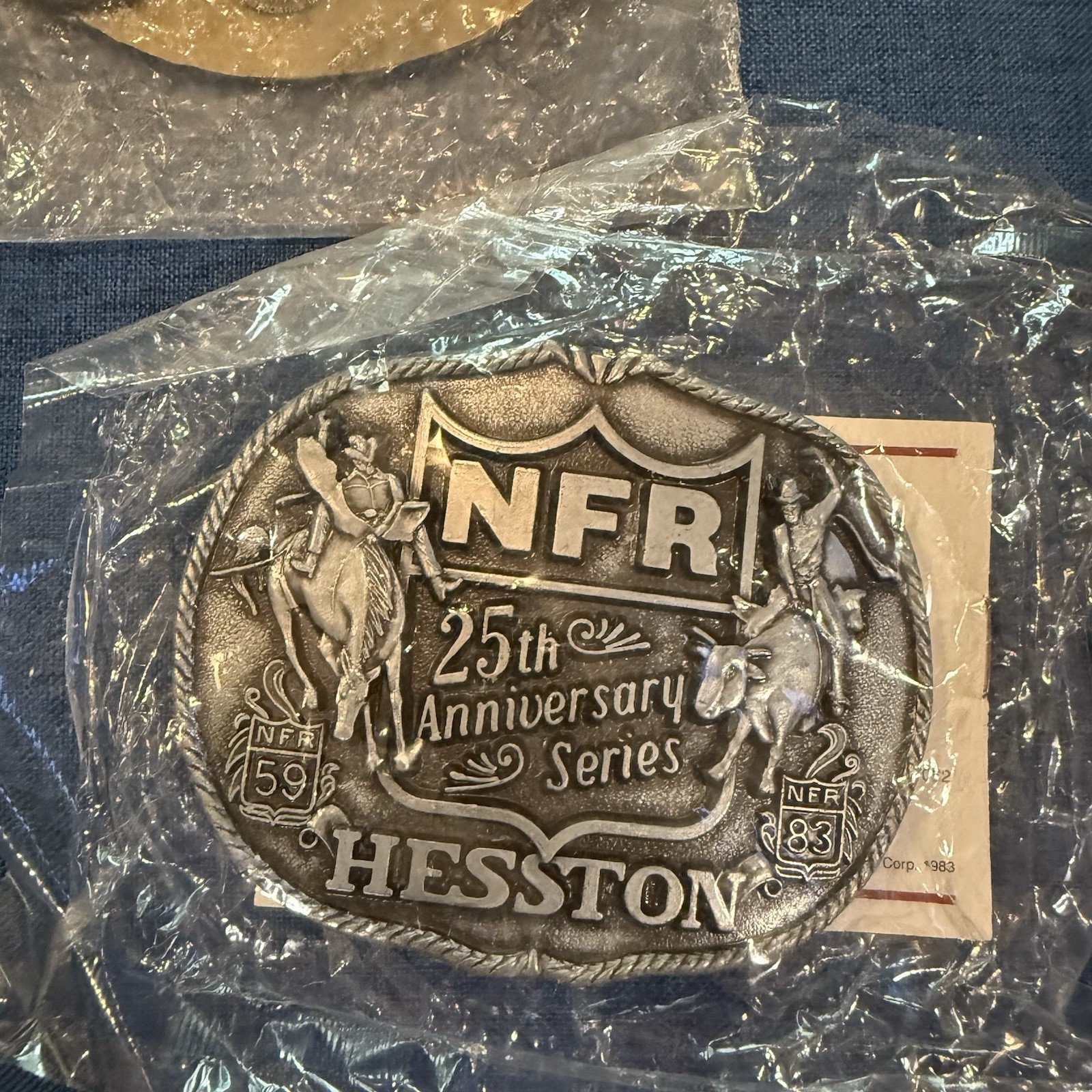 Lot of 2 Vintage 80s National Finals Rodeo NFR Hesston Belt Buckles 82 83