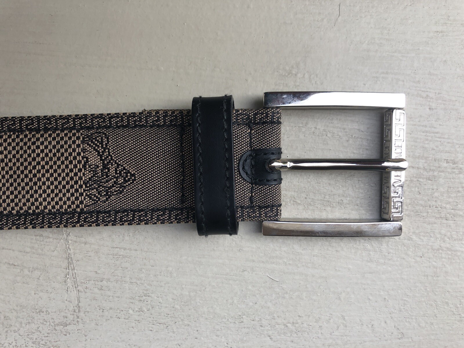 Men’s Vtg Versace Signature Medusa Print Leather Belt B3729 Made In Italy 34/85