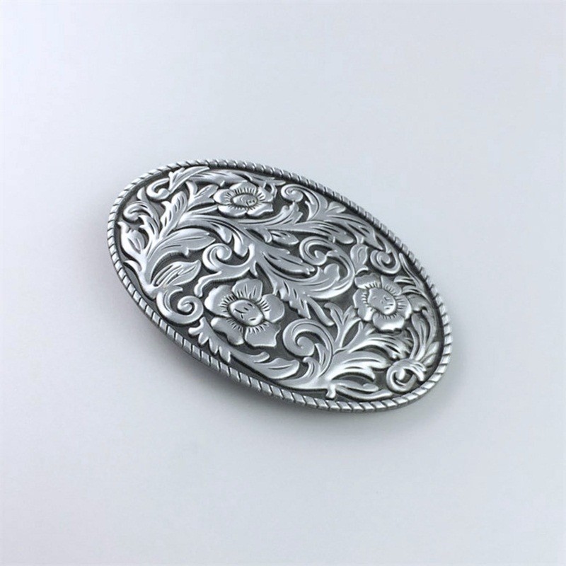 Antique Brushed Silver Western Flower Cowgirl Oval belt buckle also Stock in US