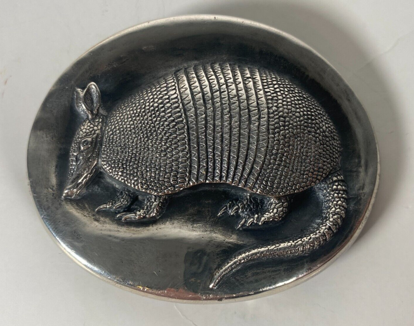 Vtg James Avery 9 Banded Armadillo Sterling Silver Belt Buckle Retired AMAZING