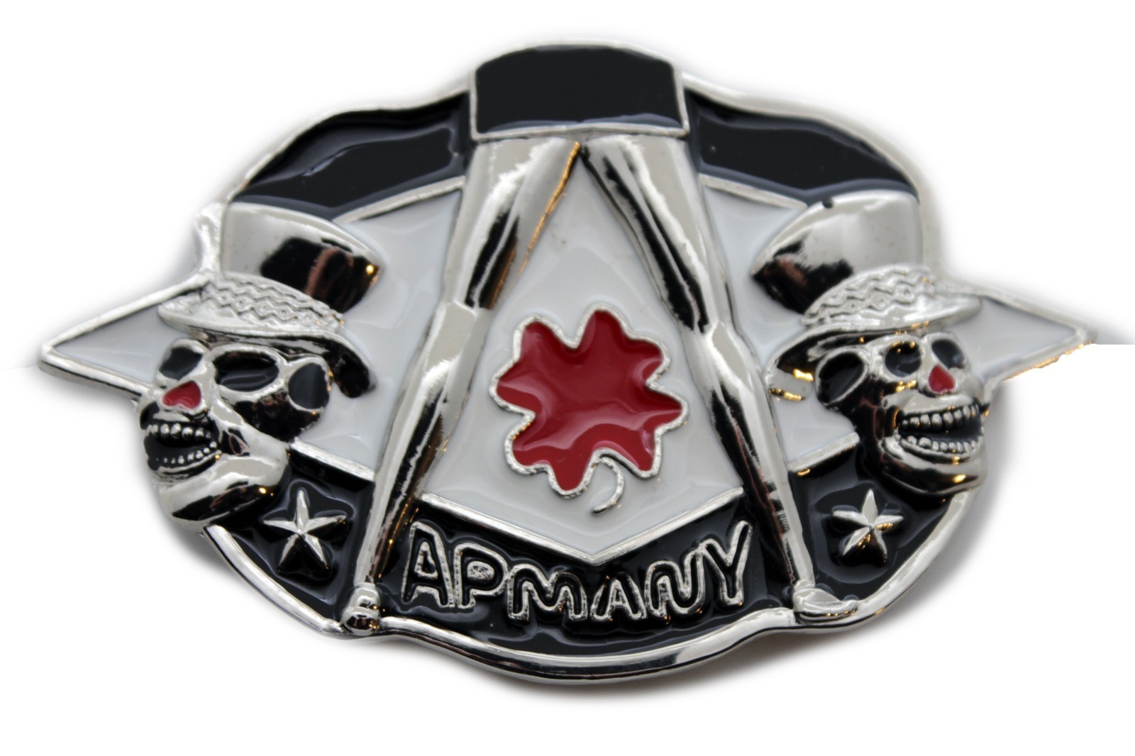 Hot Men Women Silver Metal Belt Buckle Skulls Women Legs Sexy Apmany Clover Leaf
