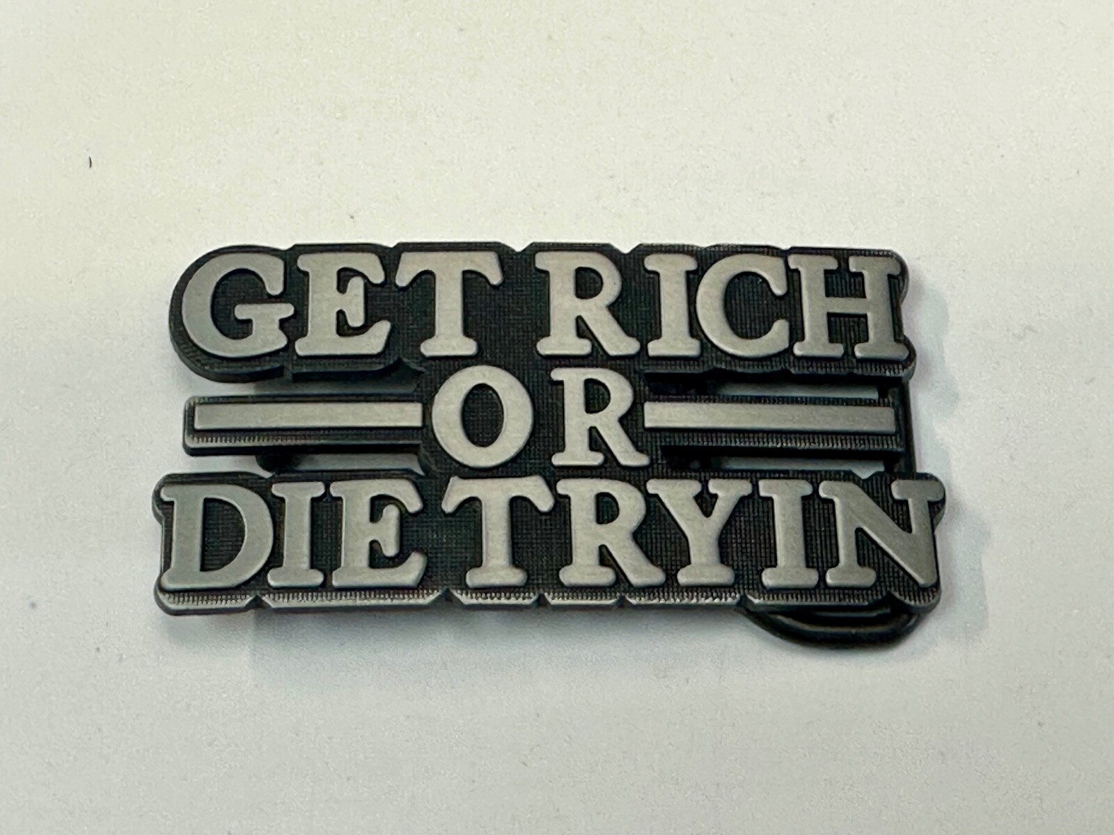 Get Rich Or Die Tryin Modern Hustler Block Letter Novelty Life Goal Belt Buckle