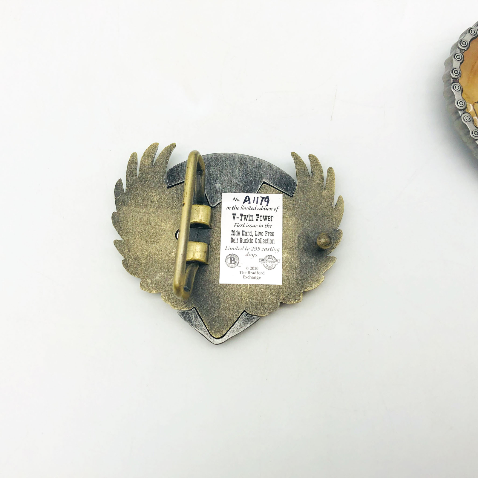 Pewter Belt Buckle V-Twin Power American Pride Motorcycle Biker Flag Eagle Wings