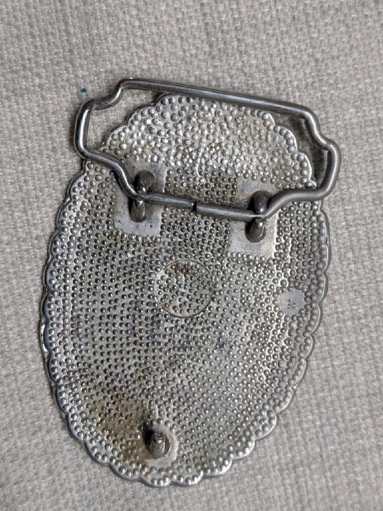 vintage DAISY belt buckle ENGRAVED western FLORAL western cowboy
