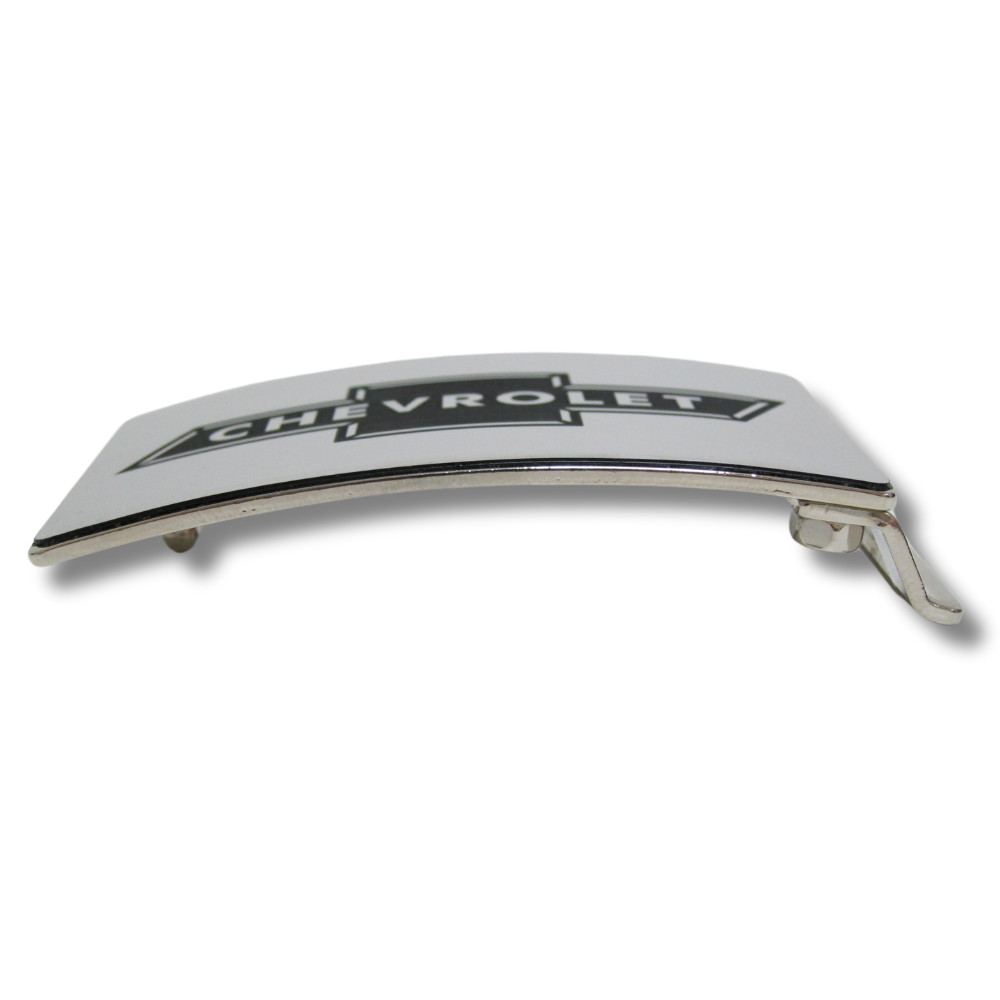 Brushed Silver Chevy Chevrolet Bowtie Rock Star Buckle Official Licensed