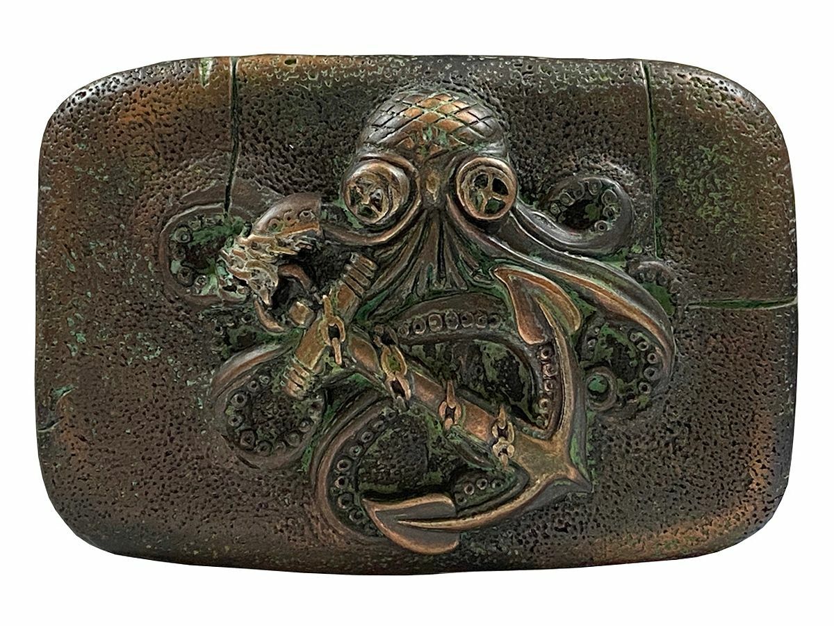Replacement Buckle Copper Engraved Octopus Boat Anchor Belt Buckle fits 1-1/2&Prime;