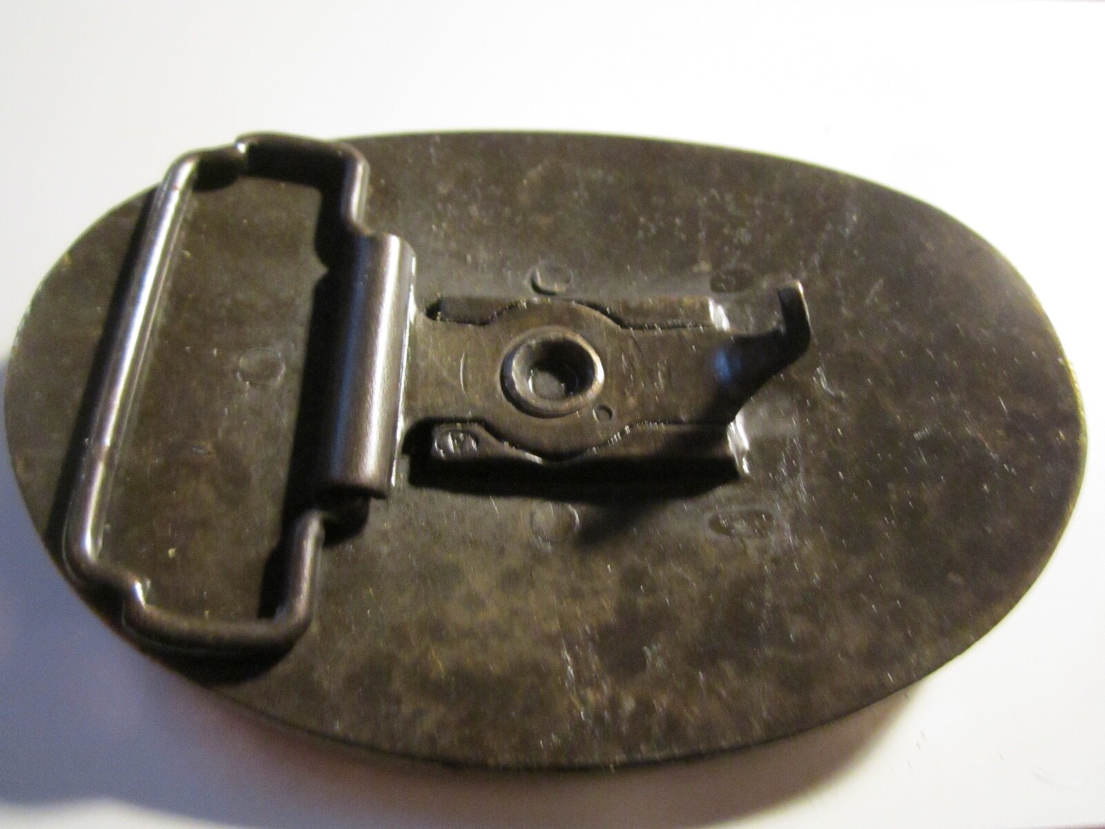 VINTAGE TUG VALLEY THEME BELT BUCKLE LEATHER AND BRASS BBA-7