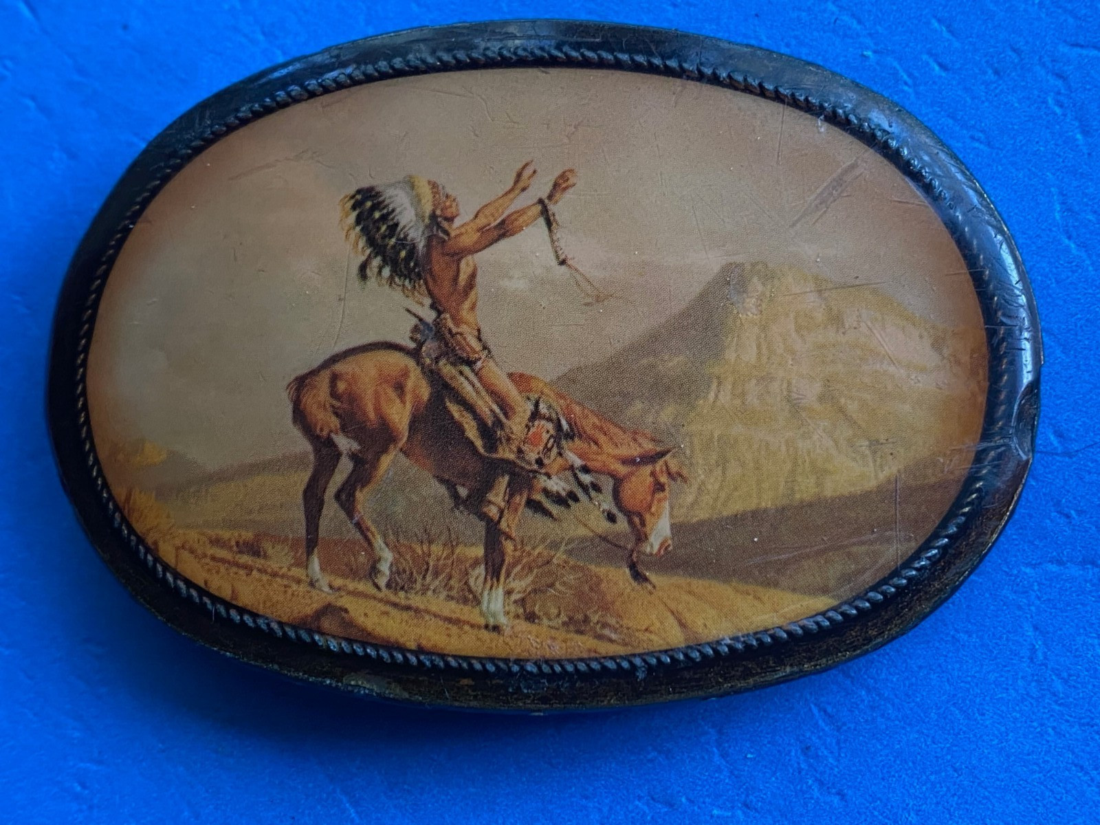Early Pacifica Belt Buckle The Prayer Of Native American Chief By Frank McCarthy