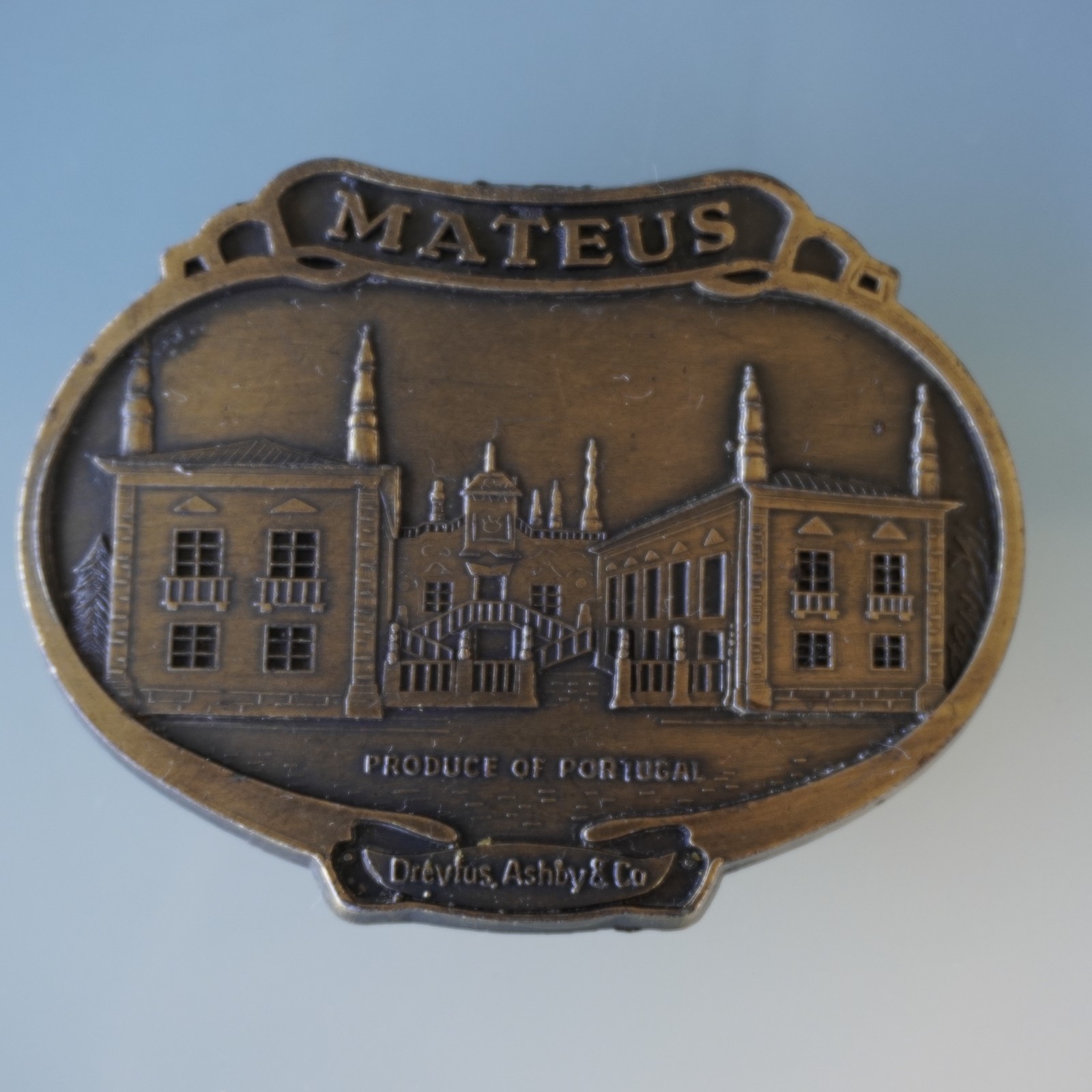 Vtg Mateus Rose Wine Brass Belt Buckle 1970s RJ Roberts Portugal Dark Academi