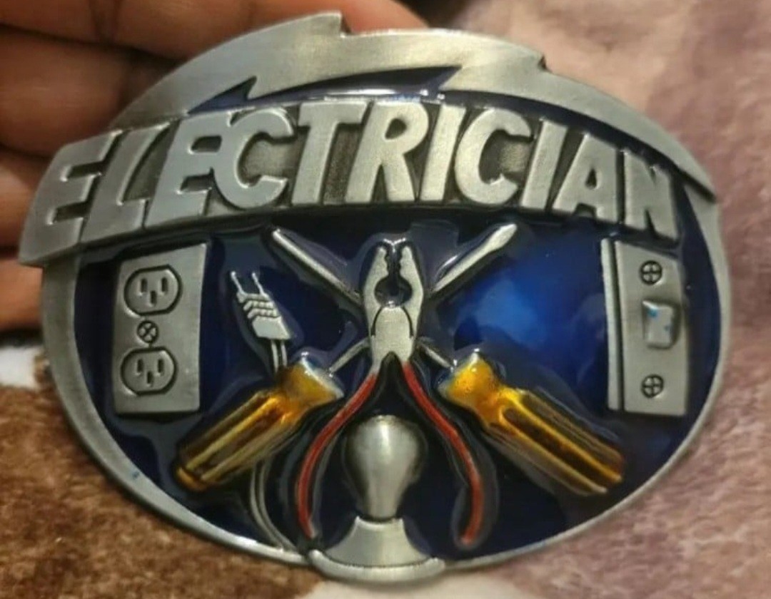 New silver Electrician tool tools Belt Buckle 1.5 in Metal More Trades Available