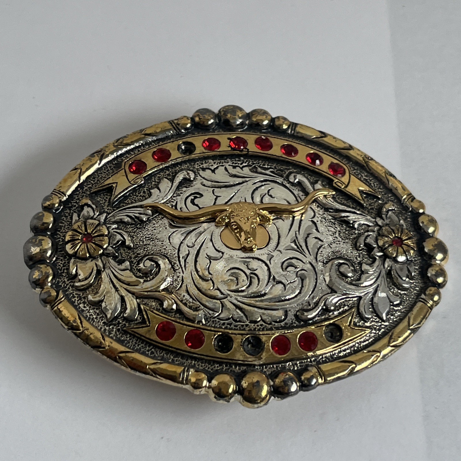 Wrangler Longhorn Silver Plated Pewter Belt Buckle