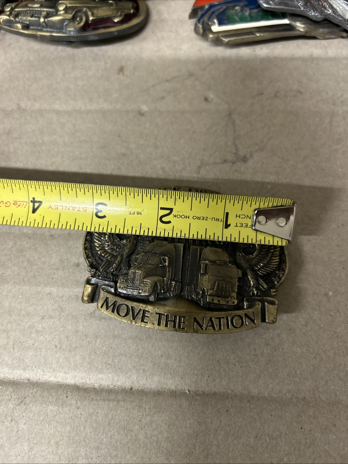 Vintage Truck Drivers Move The Nation Belt Buckle Made USA Transportation 1987