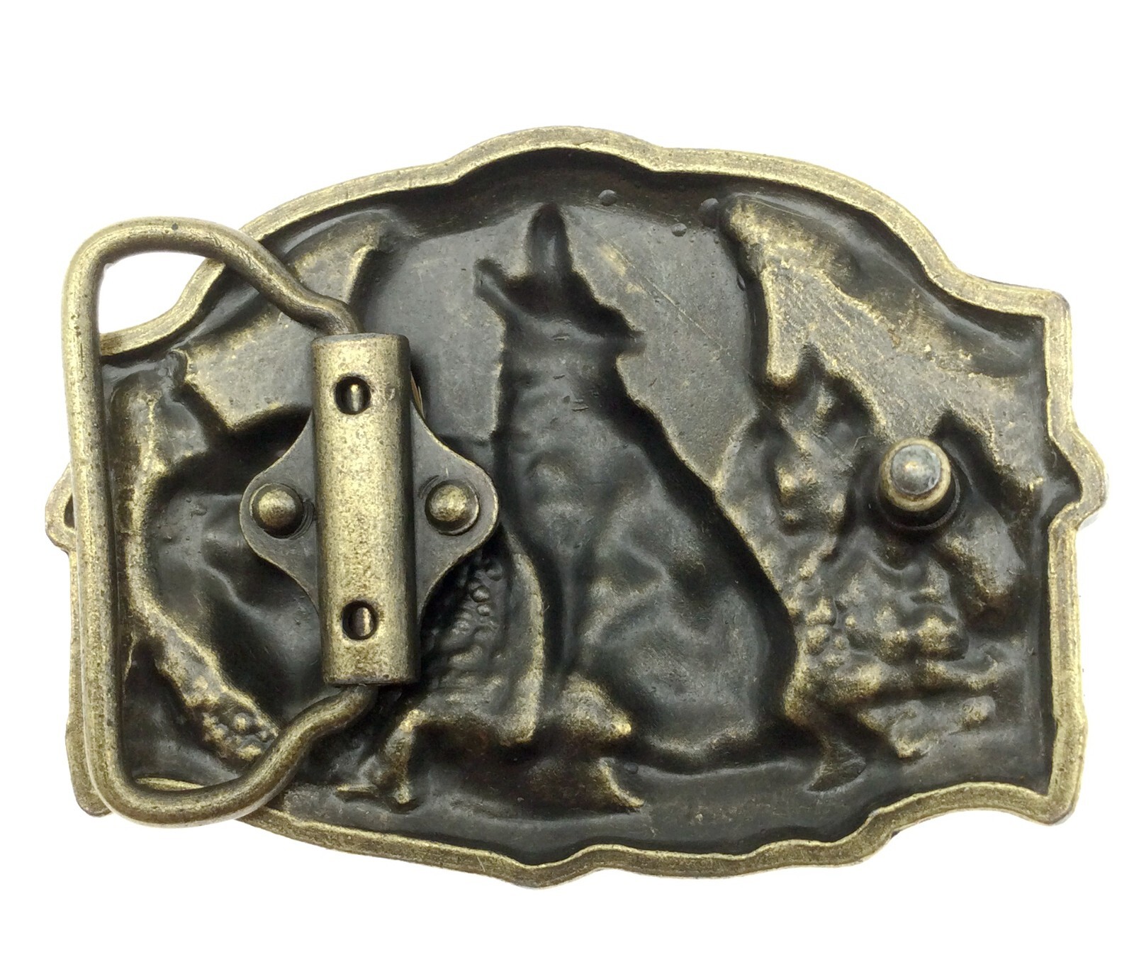 Howling Wolf Belt Buckle Western Cowboy Native American (WLF-04-G)