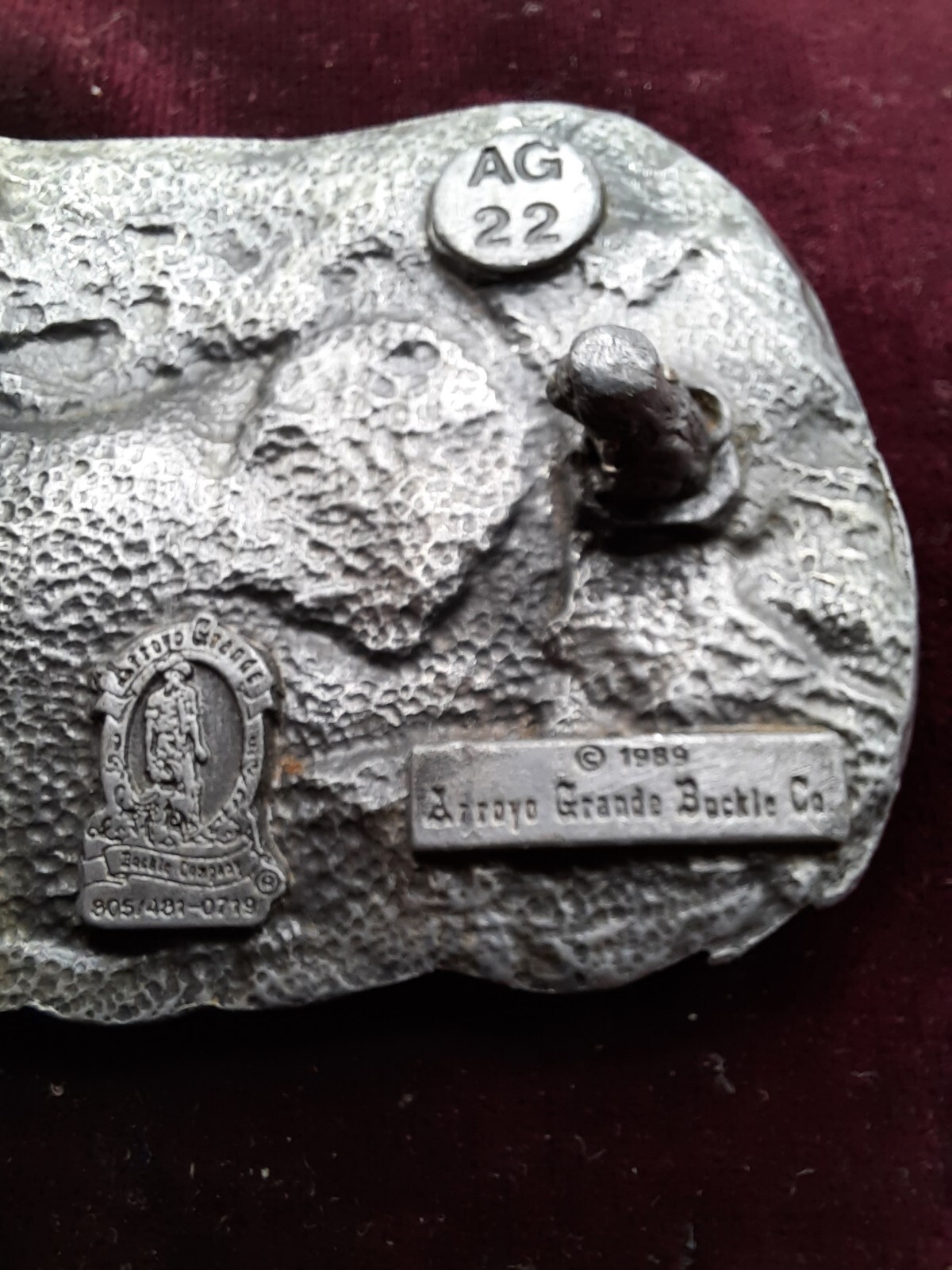 Screaming Eagle on motorcycle Enameled Belt Buckle Arroyo Grande Buckle Co 1989
