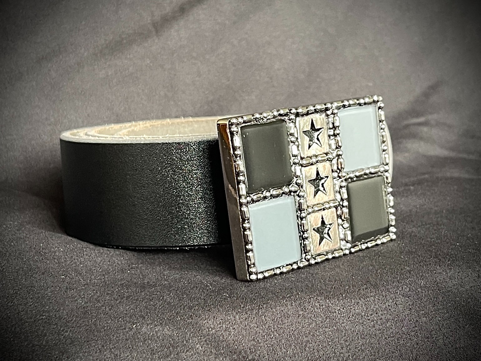 Handmade Military Star Glass Tile Belt Buckle OOAK Darren McNeese Gothic
