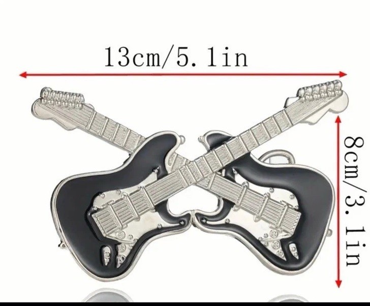 Crossed Guitars Country Rock & Roll Music Metal Fashion Belt Buckle