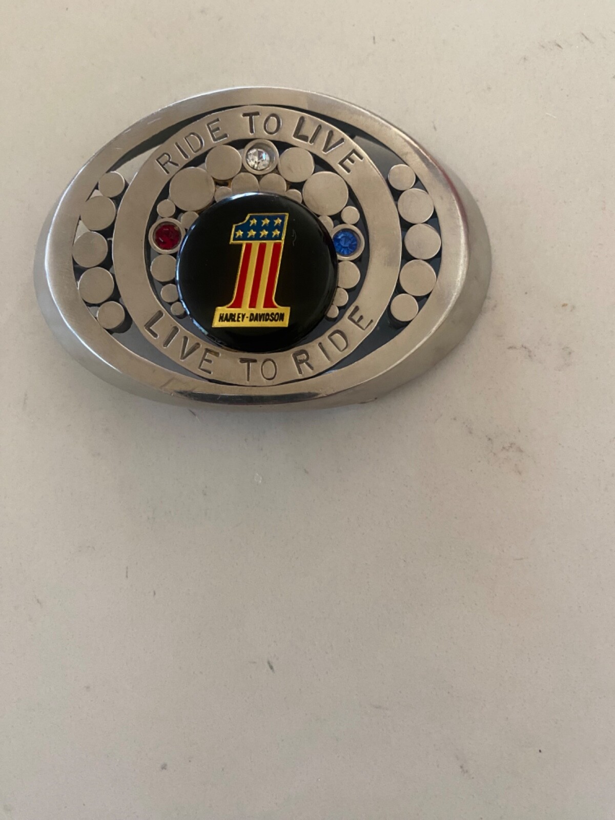 Vintage Belt Buckle Ride To Live Live To Ride Chrome Plated
