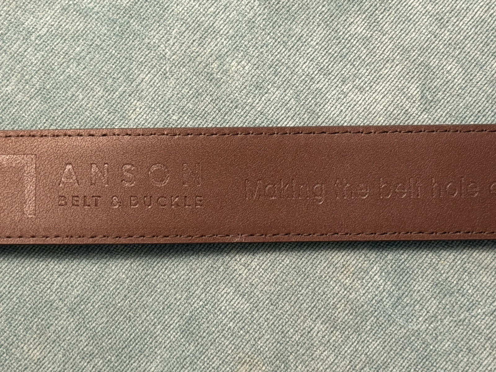 NIB Anson Belt Strap Buckle Holeless Ratcheting 55&Prime; Brown Buffalo Tanned Leather