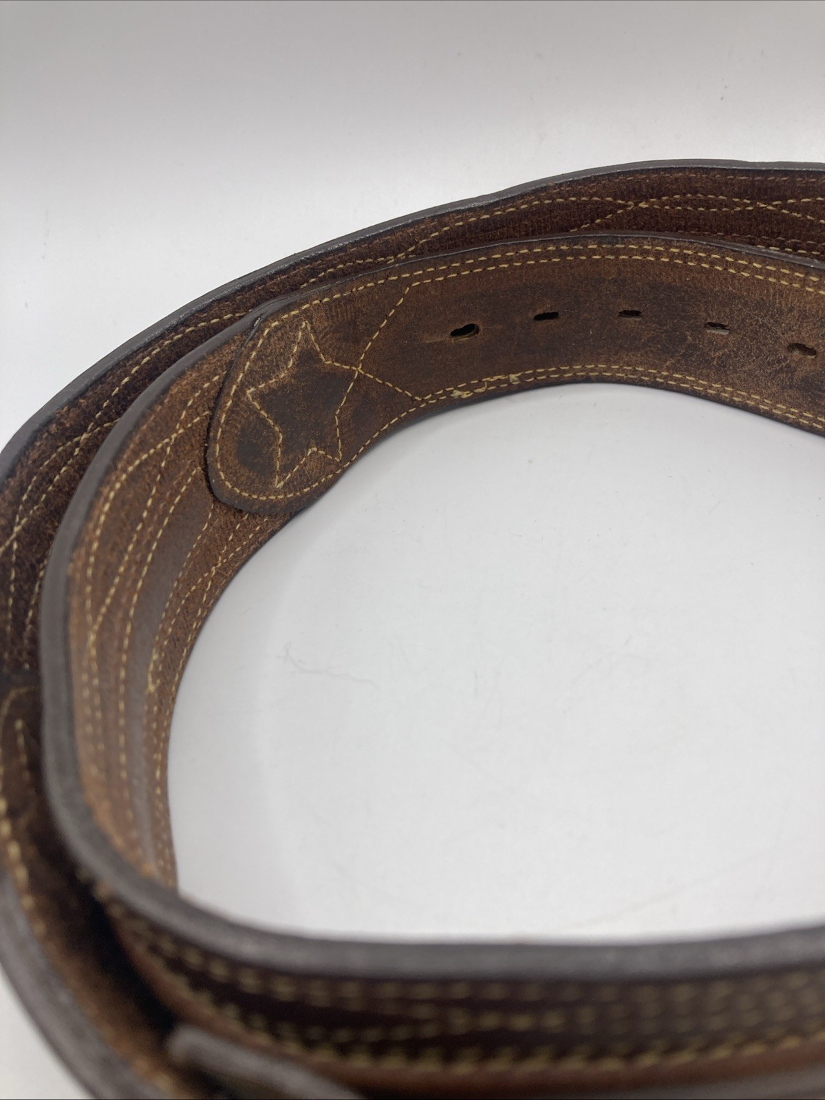 Vintage Larry Mahan Tooled Embroidered Leather Belt 6511 size 34