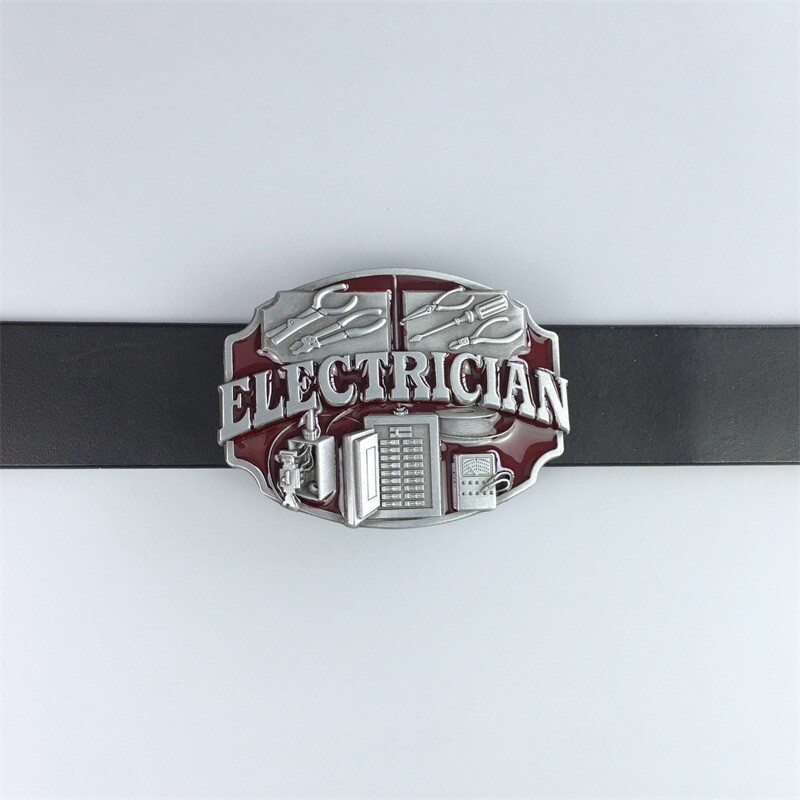 Antique Red Enamel Electrician Trades Tradesman Belt Buckle also Stock in US