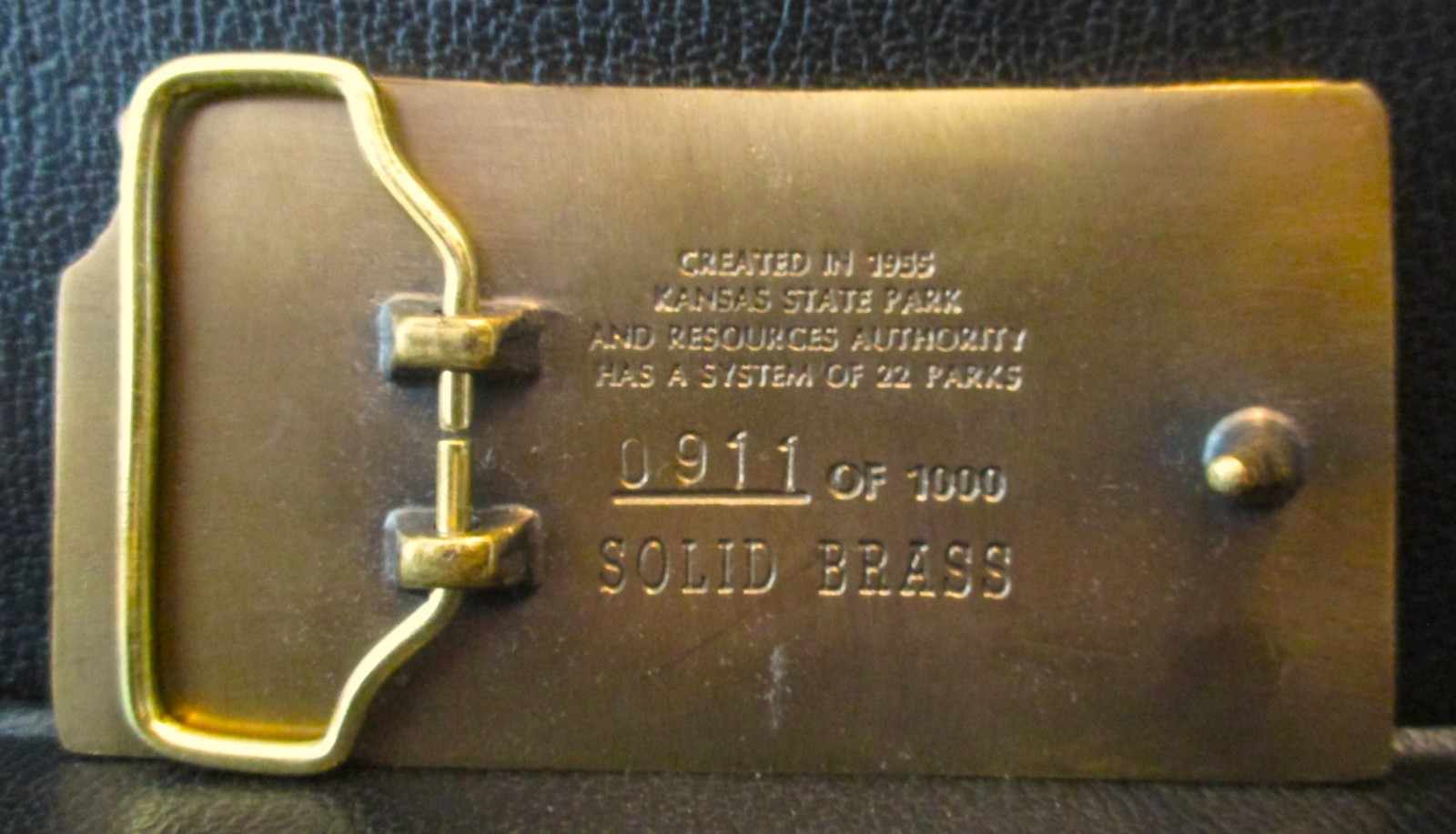 Kansas State Parks & Resources Authority Logo 1987 Park It Belt Buckle Brass LE