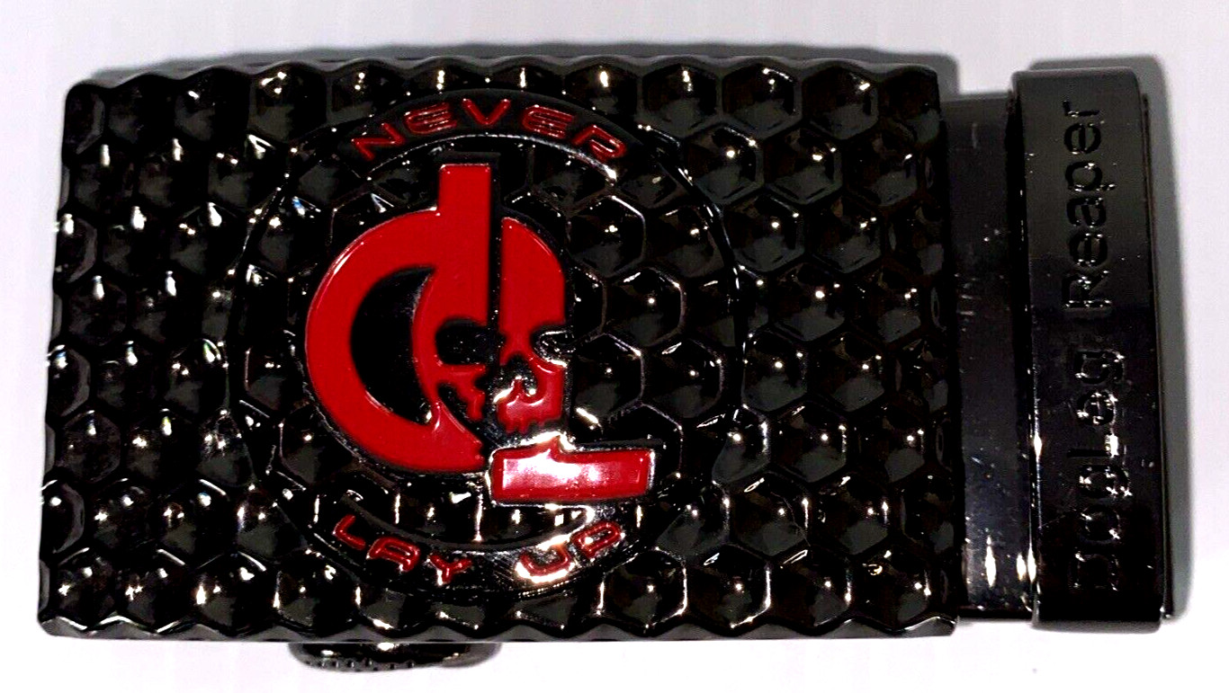 Golf Belt Buckle & Leather Belt Removable Magnetic Ball Marker Ratchet Dog Leg