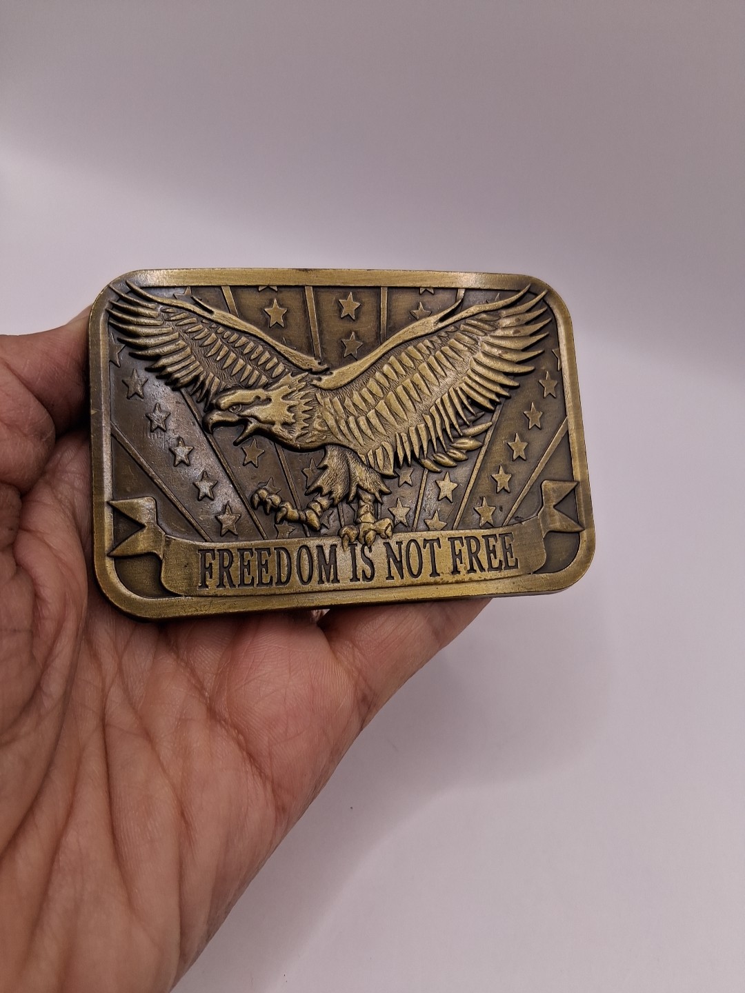 Sponsor 2014 Flying Eagle Freefom Is Not Free W Stars Stripes Metal Belt Buckle