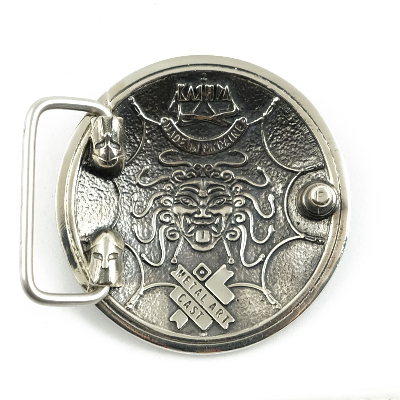 German silver belt buckle Spartan Shield, Ancient military Greece warrior buckle