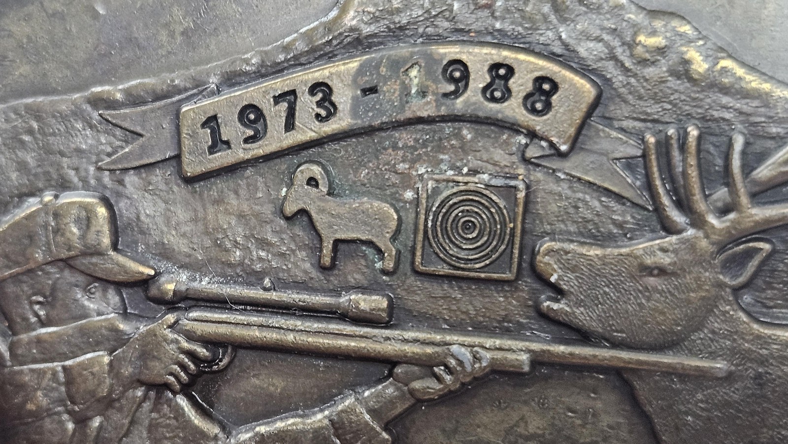 NRA Whittington Center Belt Buckle Mens Silver 1973-1988 Elk Deer Hunter USA