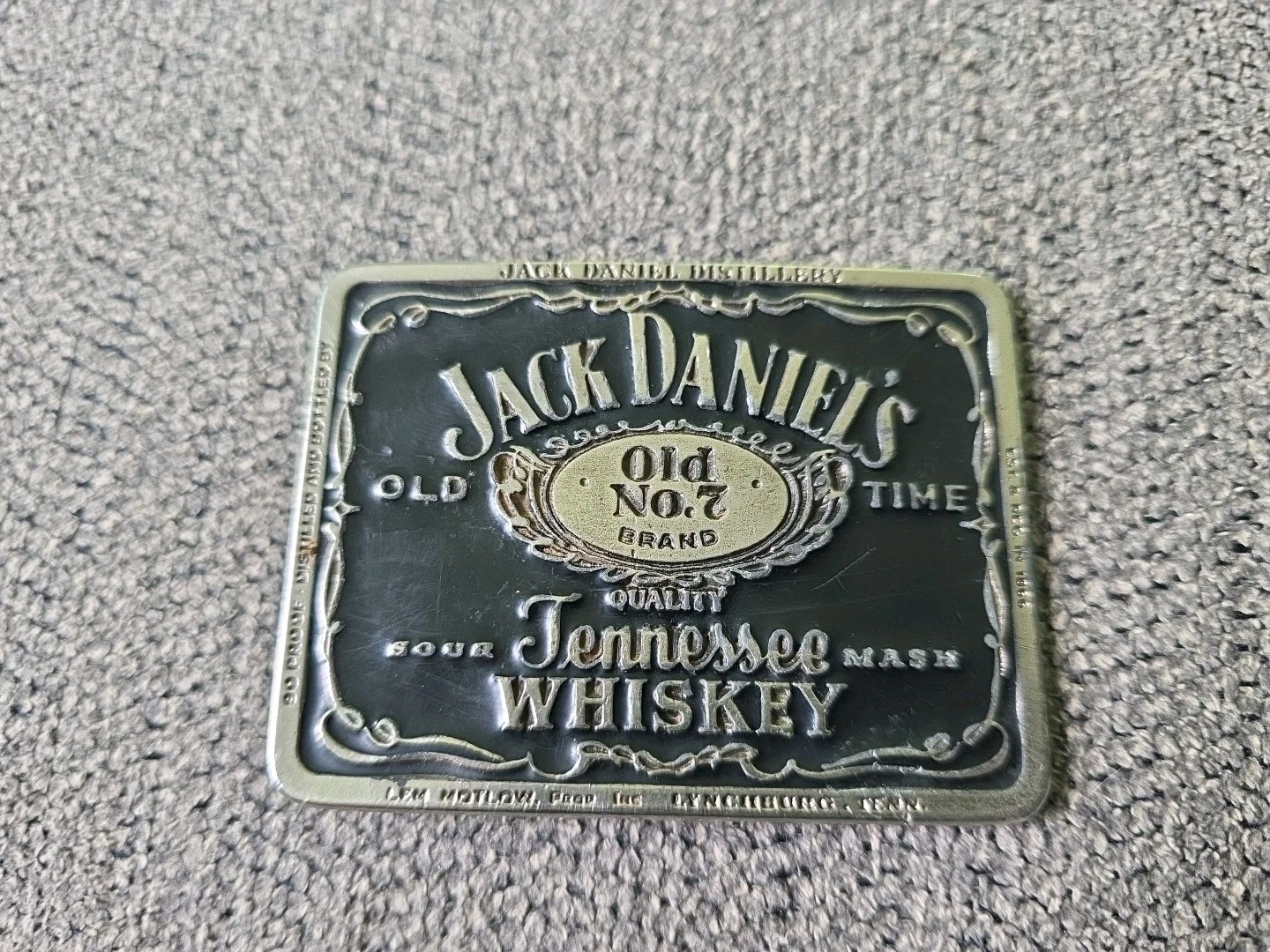 Vintage JACK DANIELS Belt Buckle WHISKEY Black Enamel WESTERN Cowboy Liquor