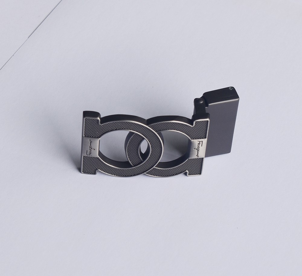 Ferragamo Men&rsquo;s Belt Buckle gray grid pattern texture Fits Belt Width 1.38in