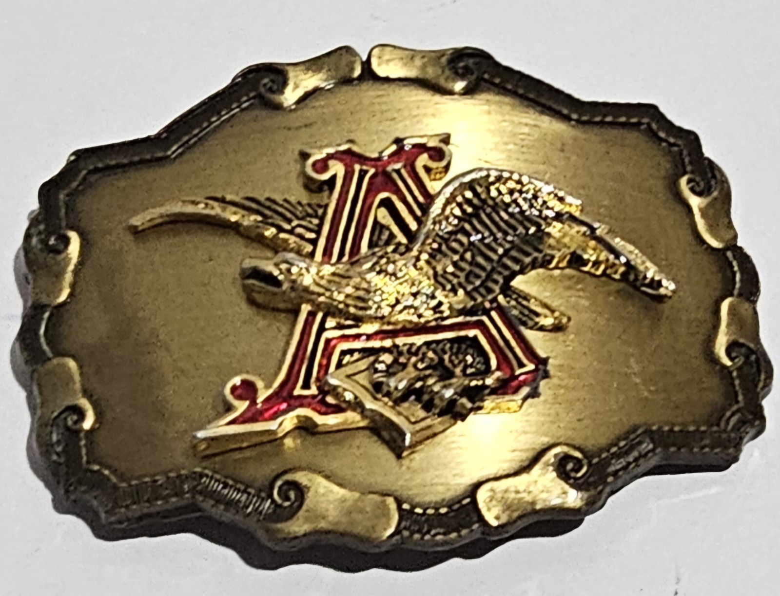 Vintage 1981 Men&rsquo;s Anheuser Busch Metal Belt Buckle Gold Color- Raintree