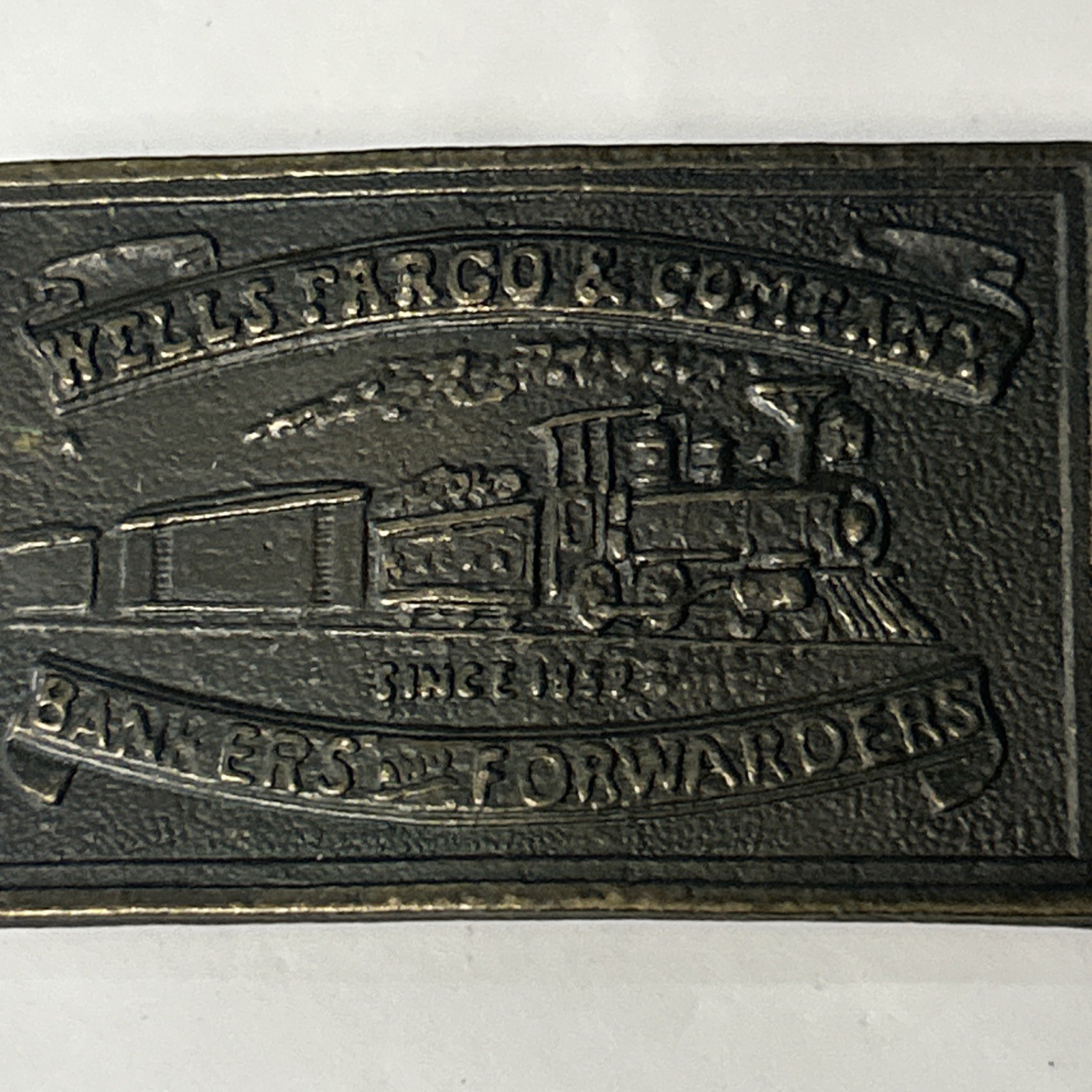 Vintage Wells Fargo and Company Bankers and Forwarders Rectangular Belt Buckle