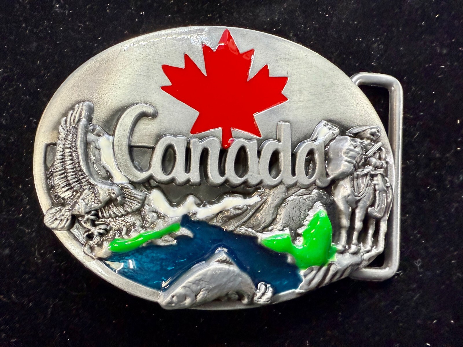 Canada Beautiful Country Commemorative Nature Wildlife Fish Scene Belt Buckle