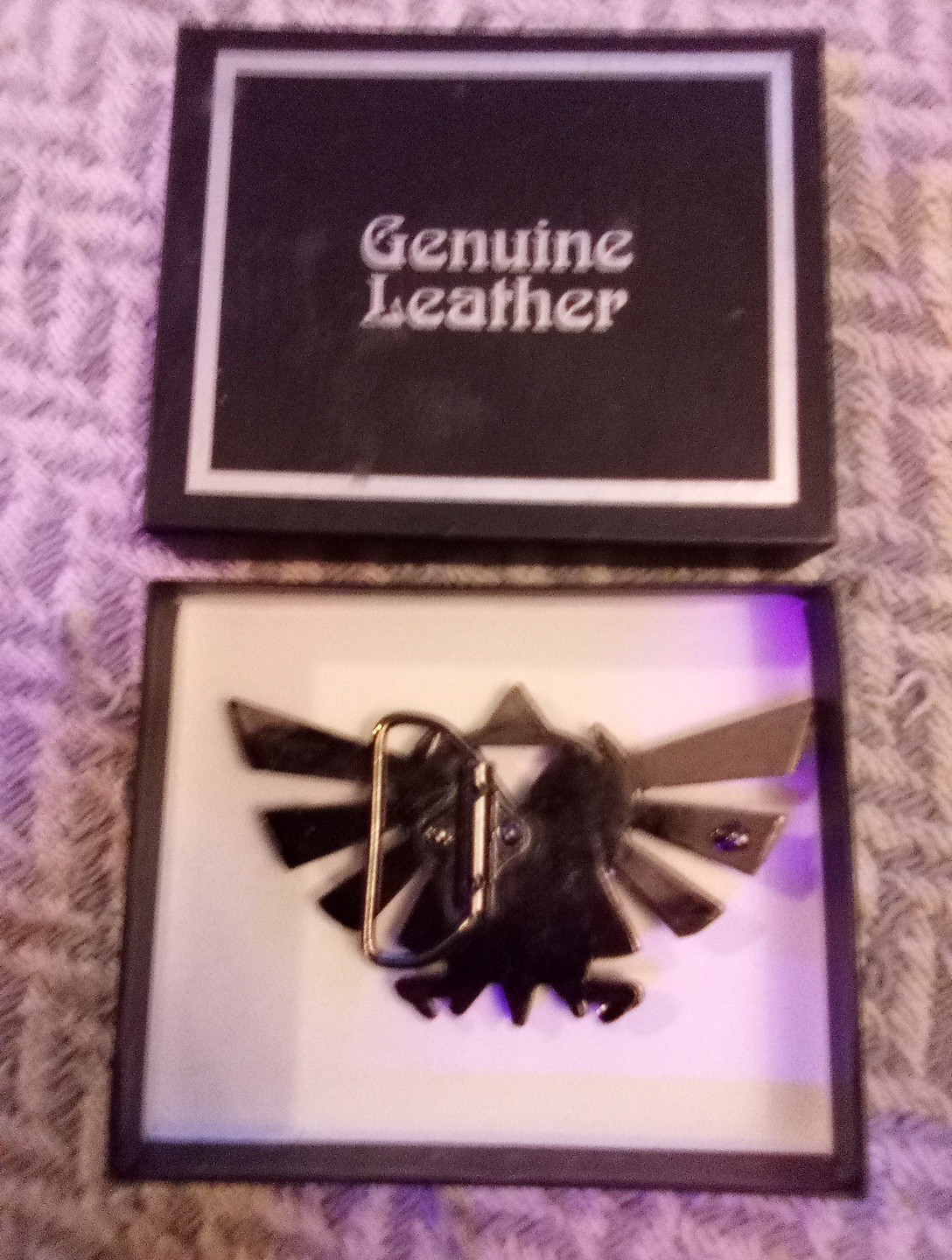 Genuine Leather Nintendo Zelda Belt Buckle Silver Metal