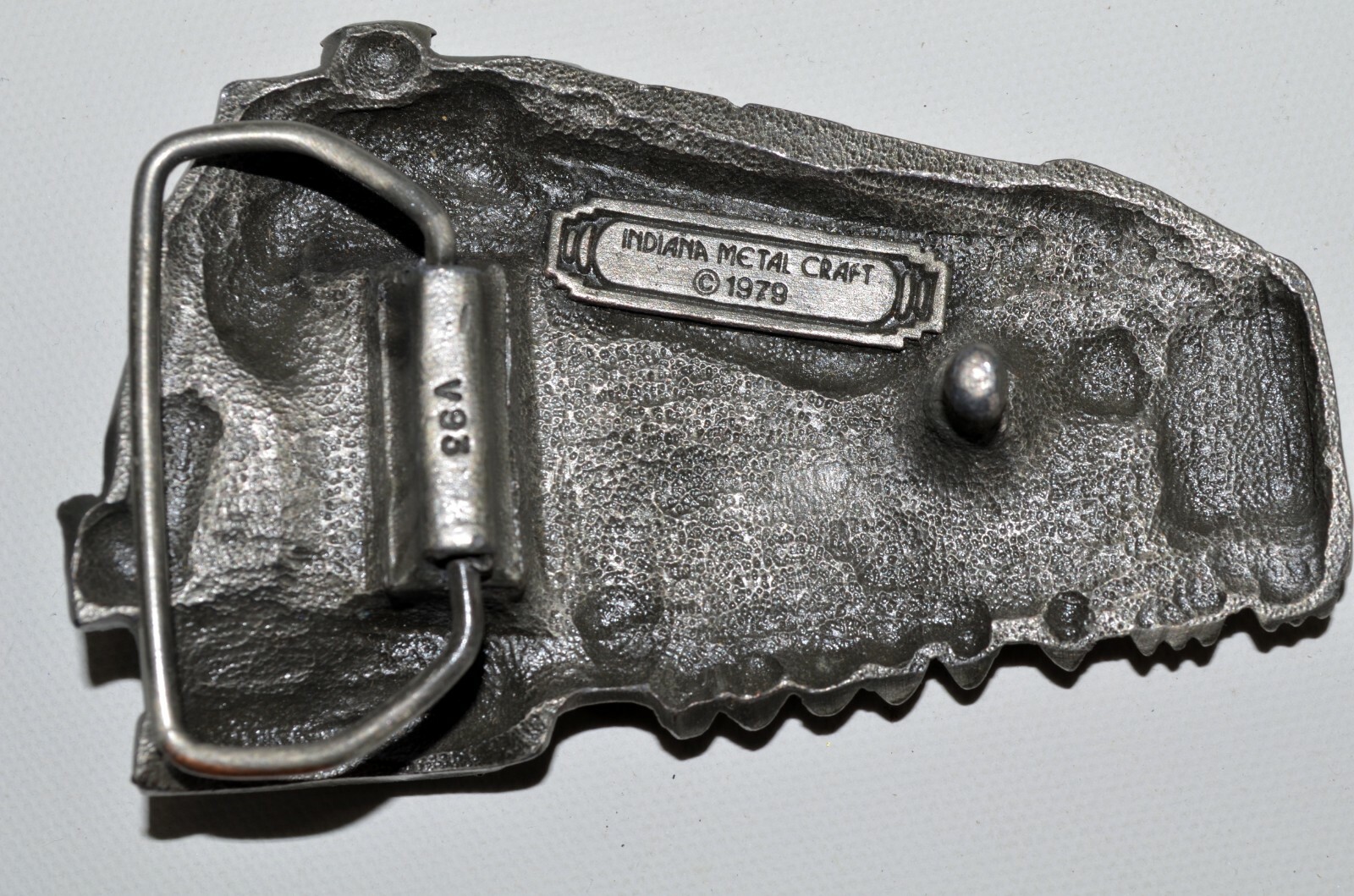 Locomotive Train Engine Belt Buckle Indiana Metal Craft 1979 Pewter 3D