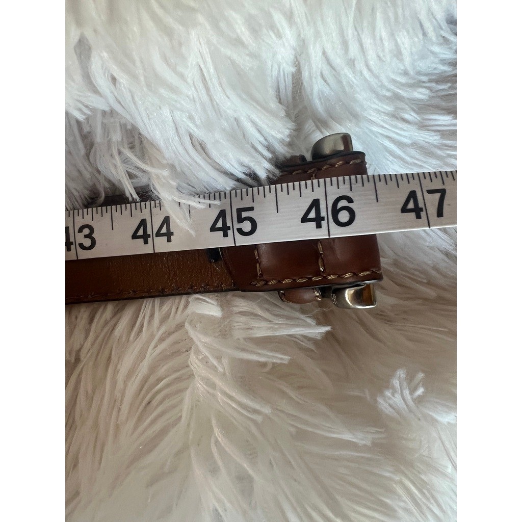Tommy Hilfiger Brown Leather Belt Silver Buckle Stitched Casual Dress Size 40