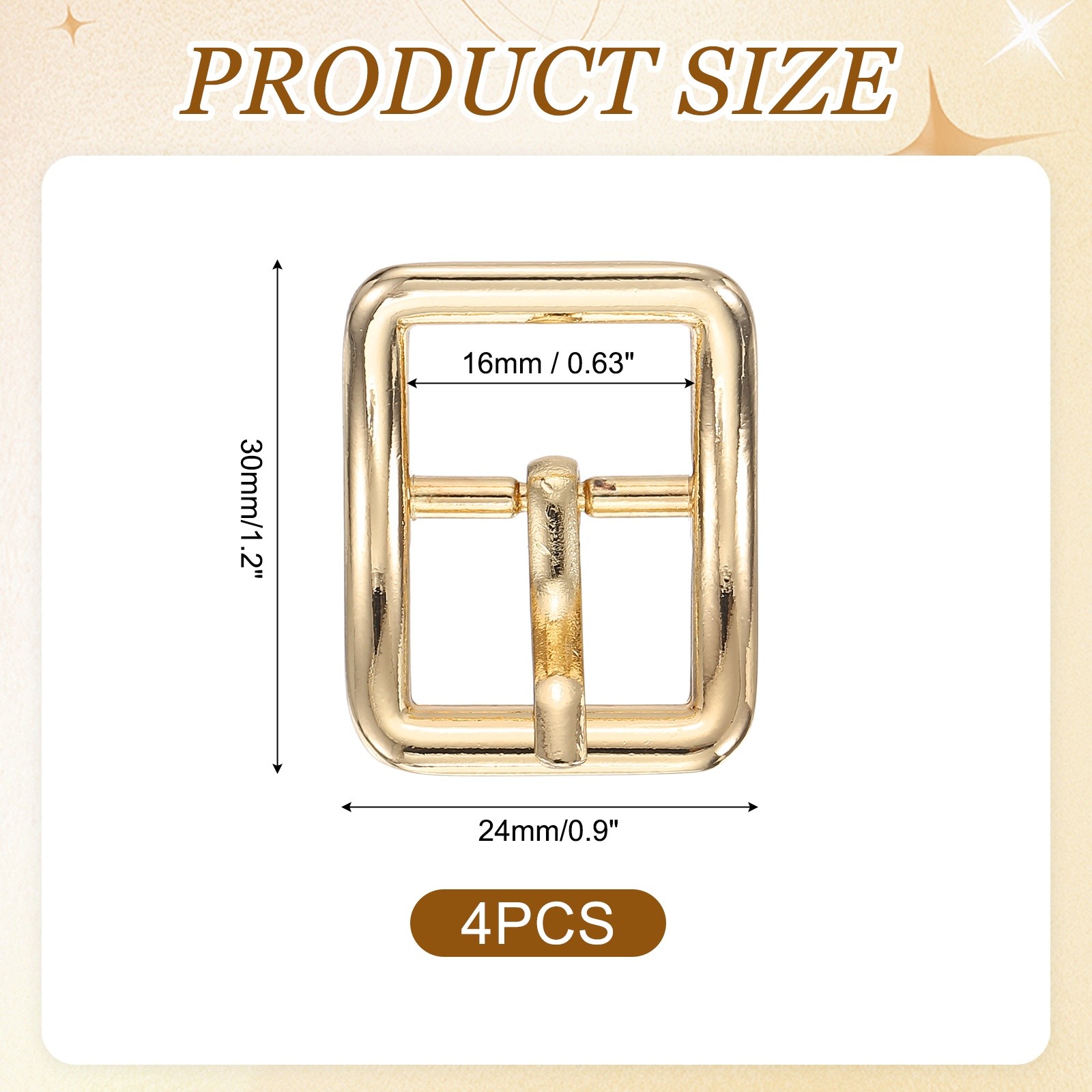 4Pcs Single Prong Belt Buckle 0.63&Prime; ID Curved Bow Buckle for Belt, Light Gold