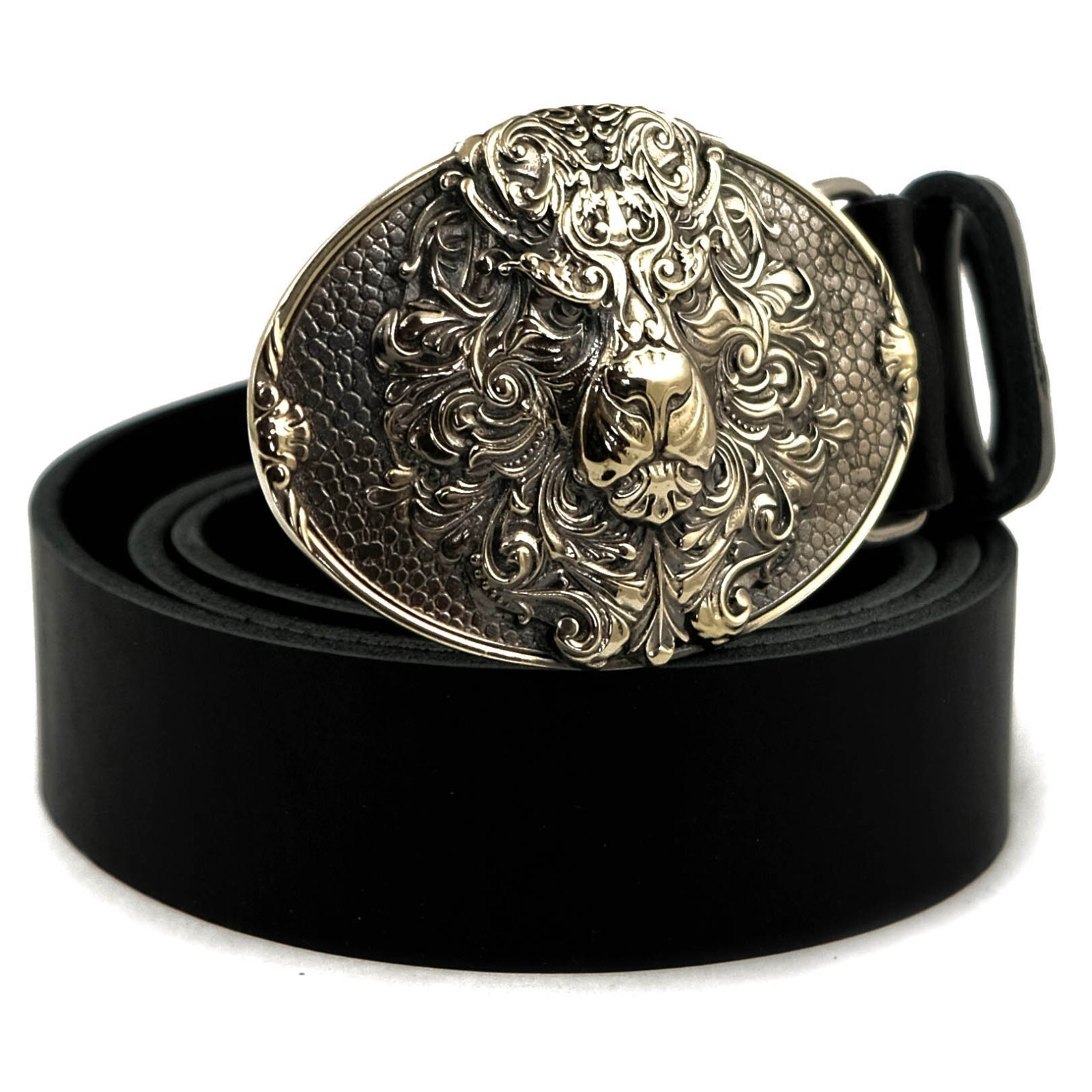 King Lion German silver belt buckle, Animal head, handmade lion belt buckle
