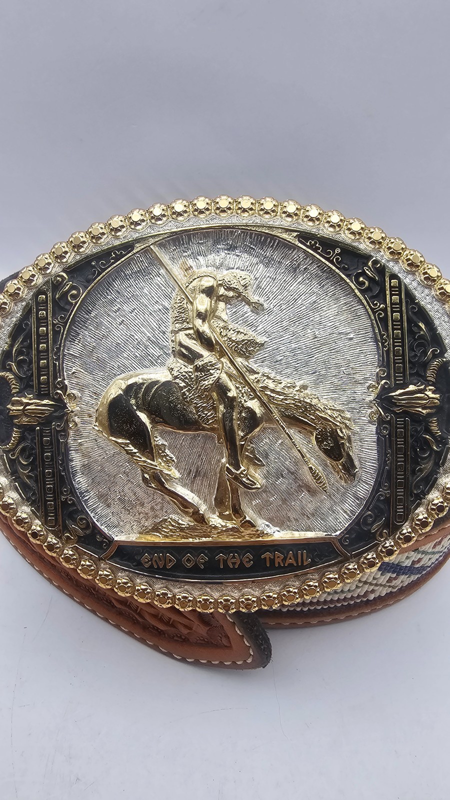 Montana Silversmiths Western Belt Buckle End of the Trail & Custom 48&Prime; Belt