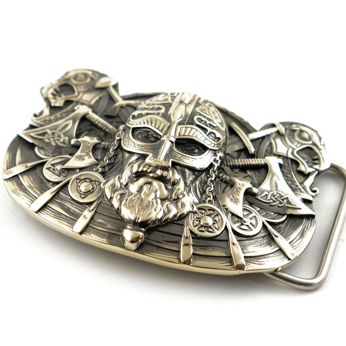 German silver belt buckle  » Viking »; Scandinavian german silver warrior buckle
