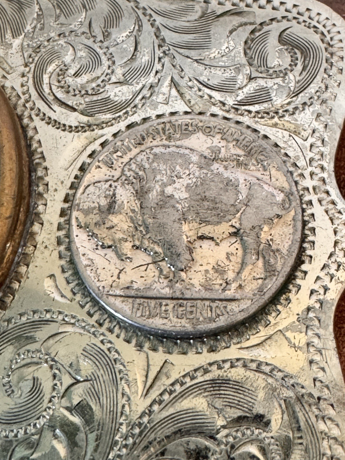 COMSTOCK Vintage German Silver Belt Buckle Morgan Dollar Indian Buffalo Nickel