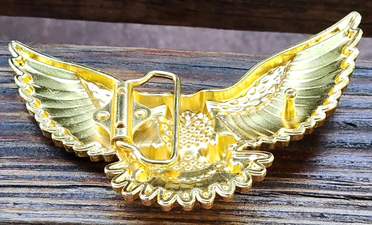 NEW AMERICAN USA GOLD EAGLE COWBOY WESTERN RODEO ANIMAL OPEN WING BELT BUCKLE