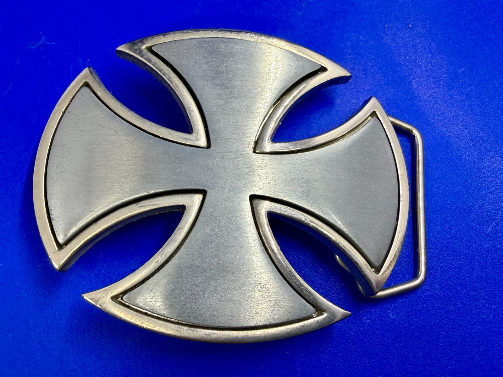 Maltese Celtic Iron Cross Gothic Punk Biker Vibe Cutout Silver Color Belt Buckle
