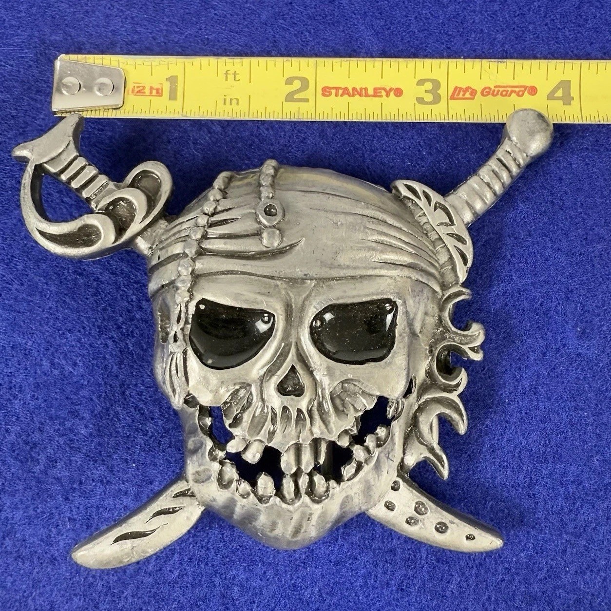 Metal Belt Buckle Pirates of Caribbean Skull & Sword 3.5”