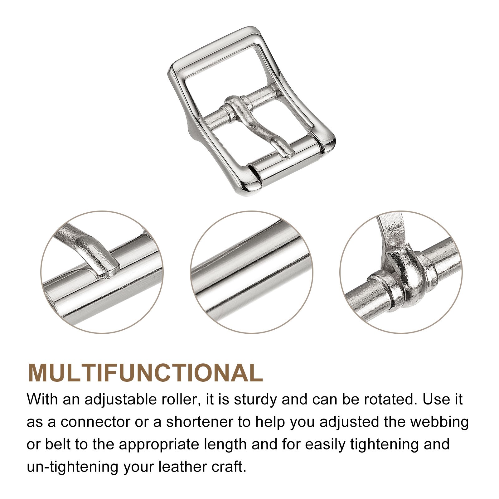 8Pcs 0.87&Prime; Single Prong Belt Buckle Square Center Bar Buckles for Belt Silver